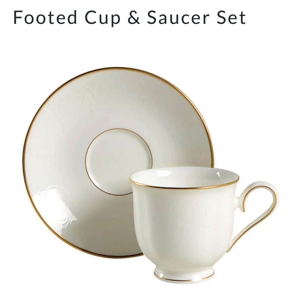 Lenox Hannah Gold Coffee / Tea Cups and Saucers (set of 6) | Discontinued